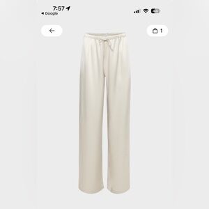 Aritzia Cream satin Wide Leg Pants